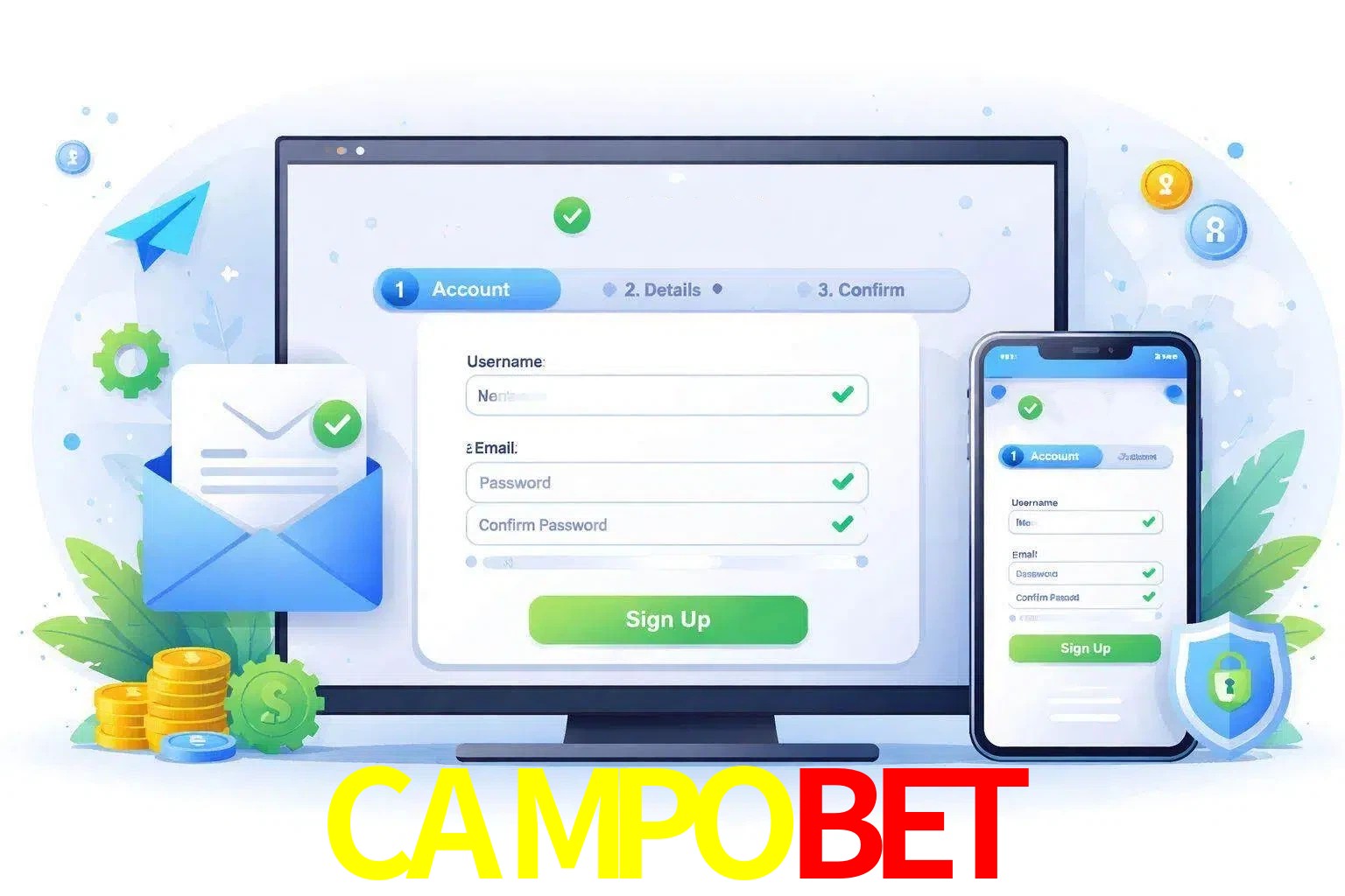 Registro de nuevo usuario y configuración de cuenta CAMPOBET